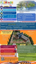 <strong>Read more about</strong><br />งานมหกรรมพืชสวนโลก The International Horticultural Exposition 2022 หรือ EXPO 2022 Floriade Almere ครั้งที่ 7 ระหว่างวันที่ 14 เมษายน - 9 ตุลาคม 2565 ณ เมือง Almere ประเทศเนเธอร์แลนด์ งานมหกรรมพืชสวนโลก The International Horticultural Exposition 2022 หรือ EXPO 2022 Floriade Almere ครั้งที่ 7 ระหว่างวันที่ 14 เมษายน - 9 ตุลาคม 2565 ณ เมือง Almere ประเทศเนเธอร์แลนด์